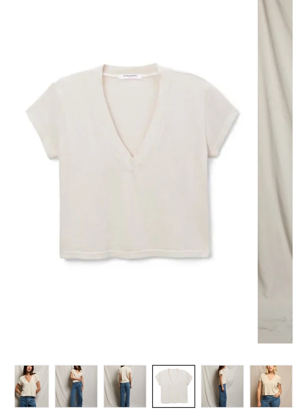 perfectwhitetee Alanis Sugar Crop V-Neck Short Sleeve Tee Top M